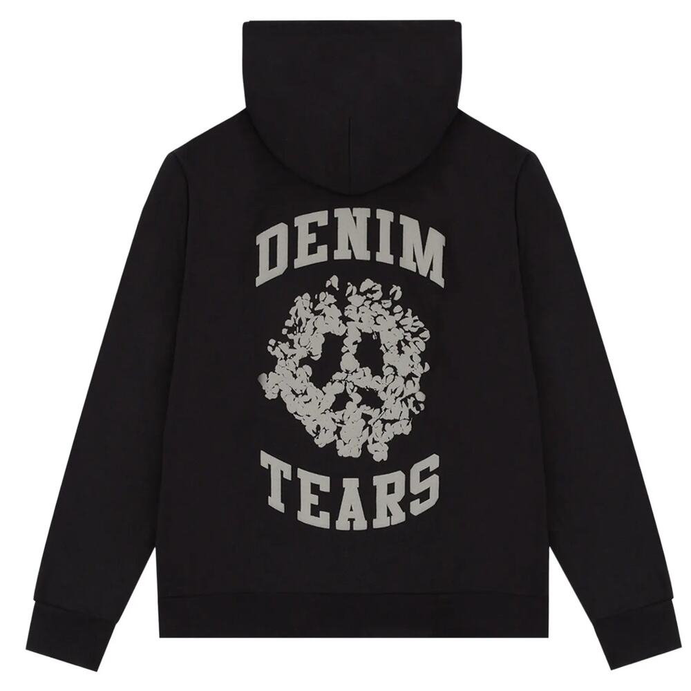 Denim Tears University Zip Up Hoodie in Black/Grey